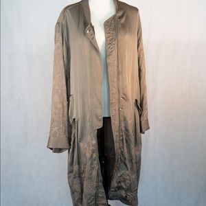 All Saints Satin Floral Embroidered Long Jacket